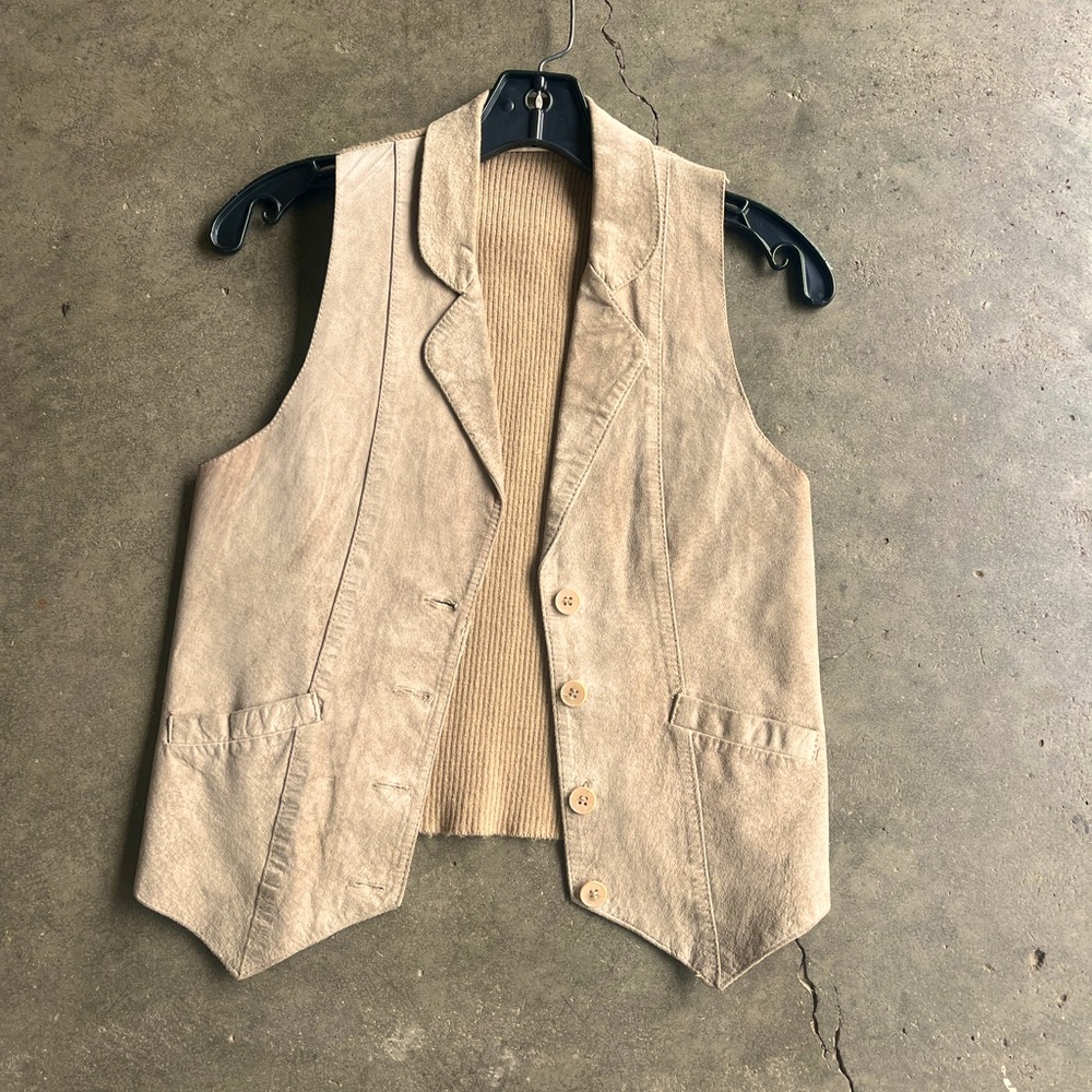 Vintage Suede Vest Tan size M